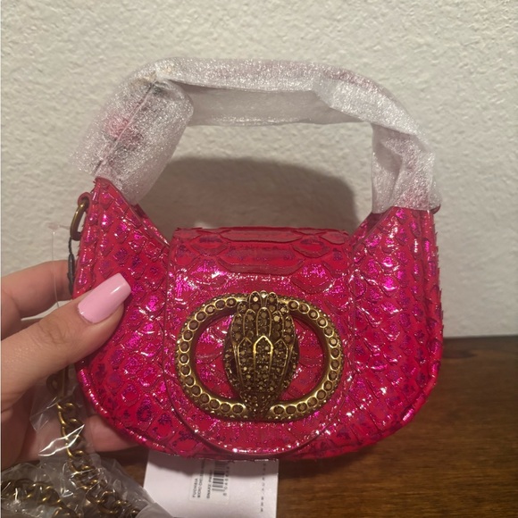 Kurt Geiger Shiny Fushia Micro Chelsea Hobo with Gold Details - Picture 2 of 12
